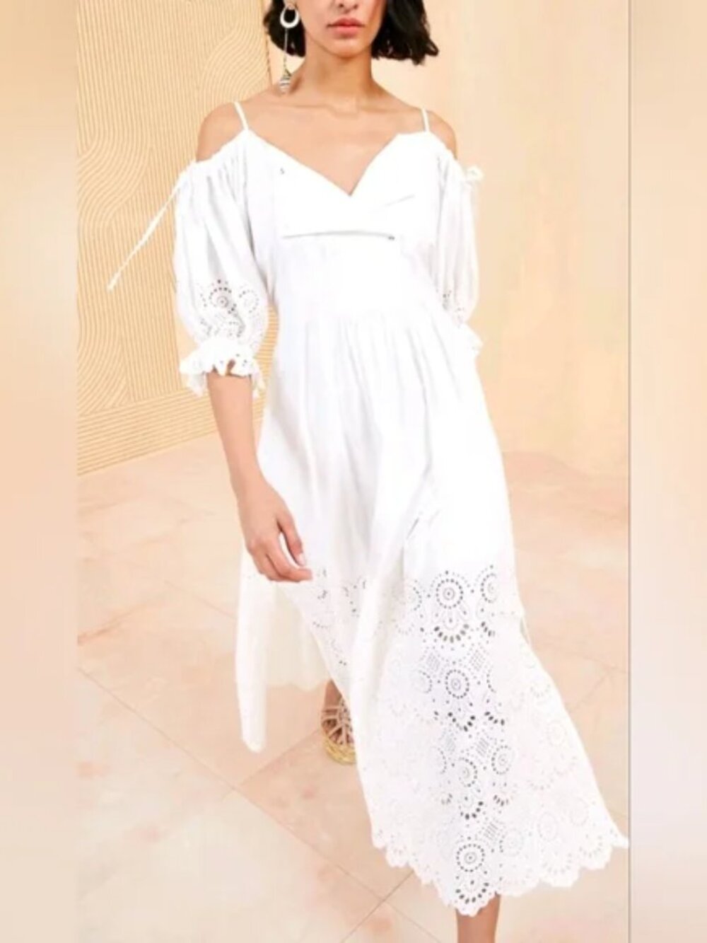 ULLA JOHNSON Narcisa Dress White Dreamy broderie anglaise cotton eyelet maxi 10
